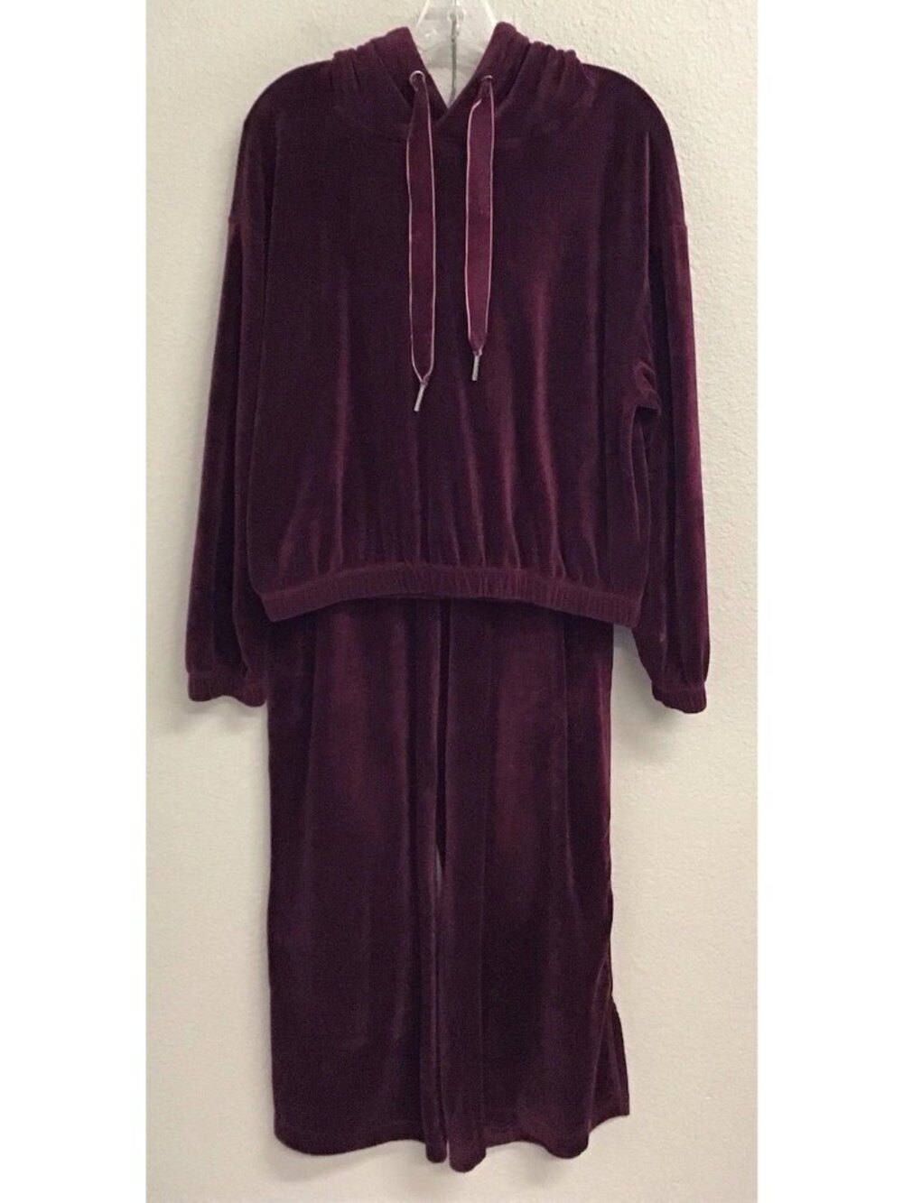 Anthropologie Daily Practice Two Piece Velour Track Suit Size S/M Jacket Pants